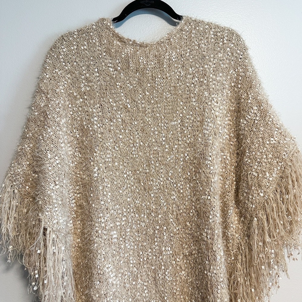 Muche & Muchette  Opa Bouclé Fringe Glam Rose Gold Cardigan Shawl One Size - Picture 10 of 14